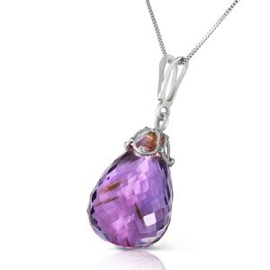 14K. SOLID GOLD NECKLACE WITH BRIOLETTE AMETHYST (White Gold)